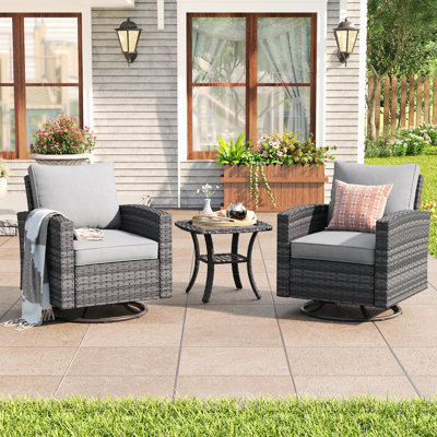 3 Pieces Wicker Patio Conversation Set