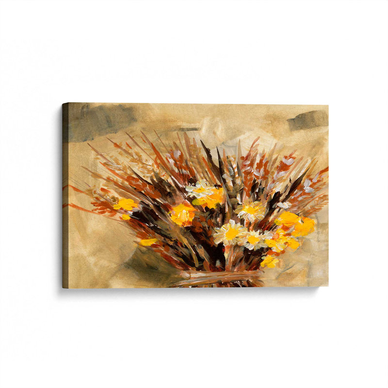 «Crimson & Yellow Ochre Offrant I» par Melissa Wang, reproduction d'art sur toile, H 24 po x l 32 po