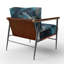 Fauteuil d'appoint rembourré abstrait bleu sarcelle et noir Whimsy II-1019753638
