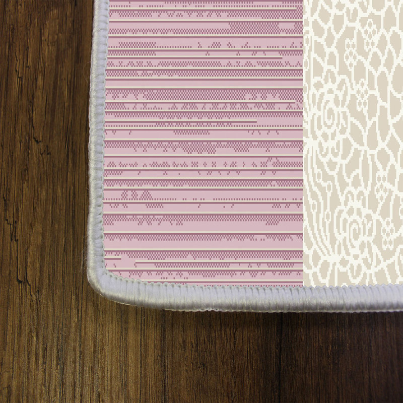 Tapis rose / beige en polyester tissé à la machine Deondric, Rectangle 3 pi 3 po x 6 pi 7 po