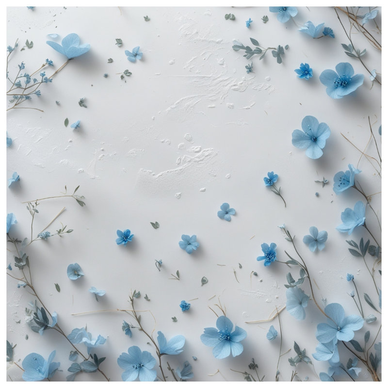 Coussin Blue Flowers, 20 po x 20 po