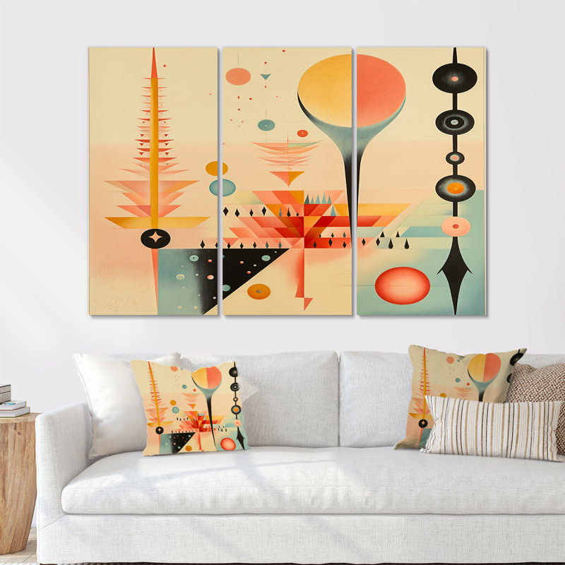 Brette - Geometric Wall Art Print Set, Wrapped Canvas, 40" H x 60" W x 1" D