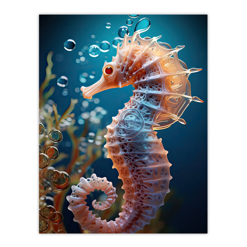 Wall Art Print Seahorse Photorealistic Conceptual Painting Poster Picture
