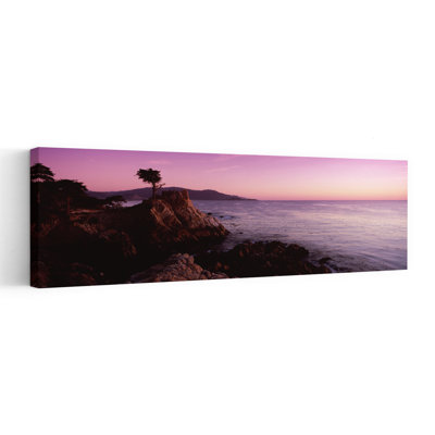 Silhouette d'un cyprès sur la côte, le cyprès solitaire, 17 Mile Drive, Carmel, Californie, États-Unis, paysage contemporain abstrait, art mural
