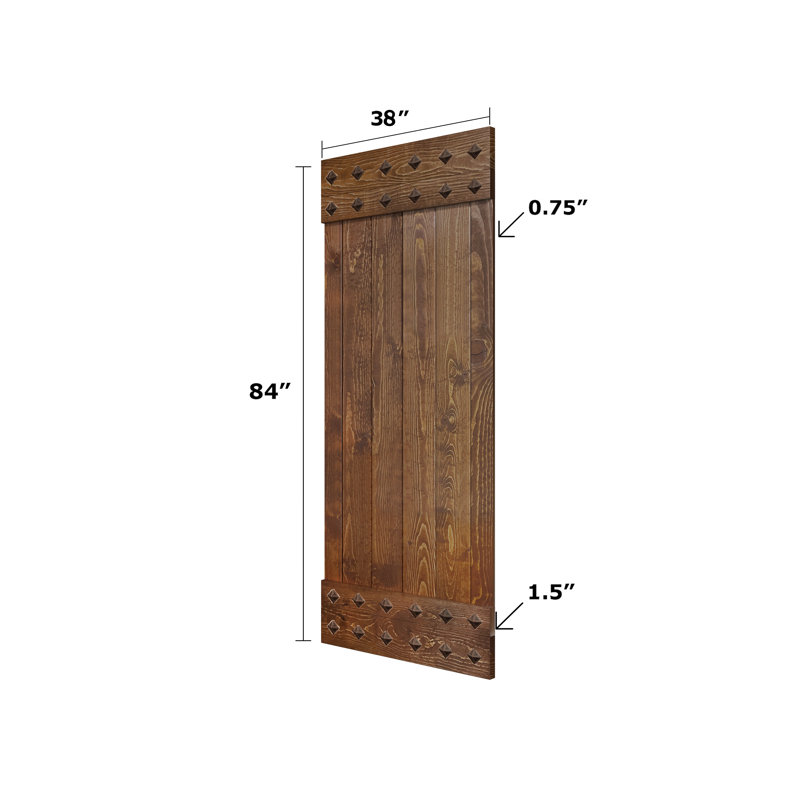 Mid-Century Modern Dark Walnut Solid Wood Barn Door Kit with Matte Black Hardware