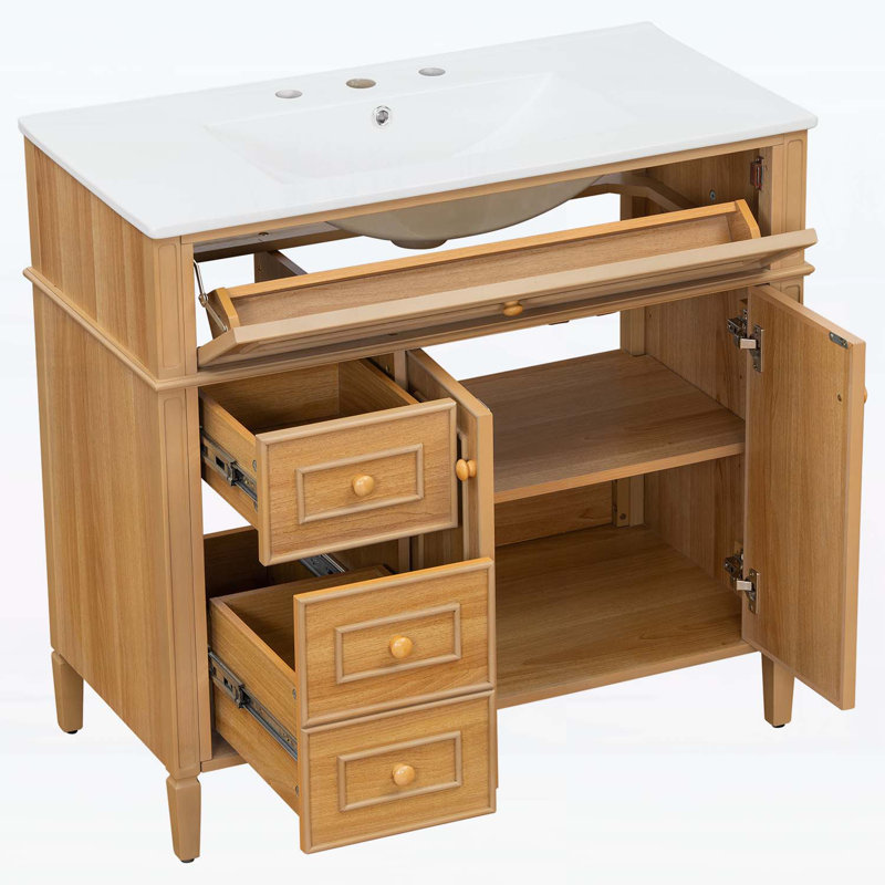Meuble-lavabo 36 po avec lavabo et armoire en bois