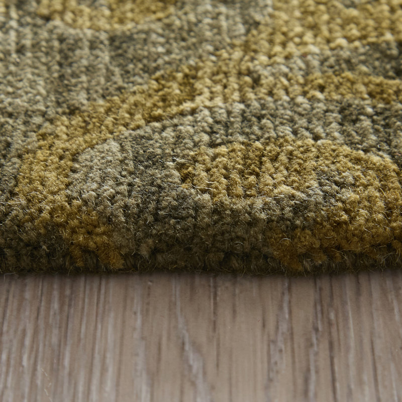 Tapis doré à motif treillis et treillis Temujin, Tapis de couloir 2 pi 6 po x 12 pi