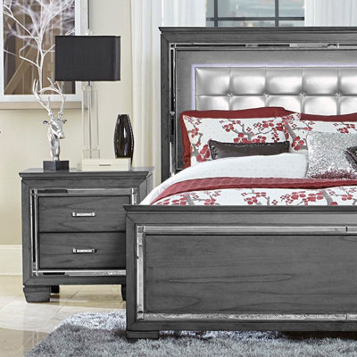 2 - Drawer Nightstand in Gray/White