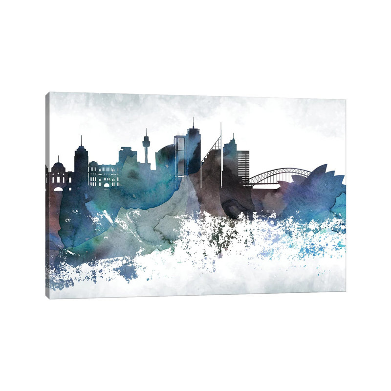 Sydney Bluish Skylines by WallDecorAddict - Floater Frame Gallery-Wrapped Canvas Giclée on Canvas, Wrapped Canvas