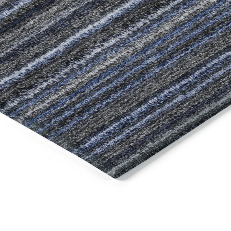 Tapis intérieur lavable rayé gris 5 pi x 8 pi