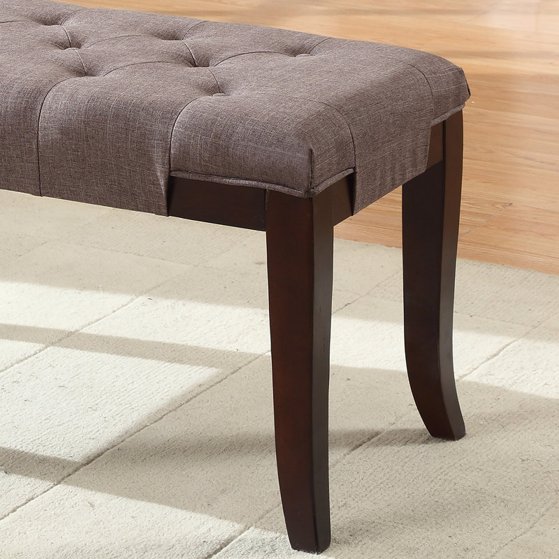 Tufted Bench, Fabric, Brown, Brown