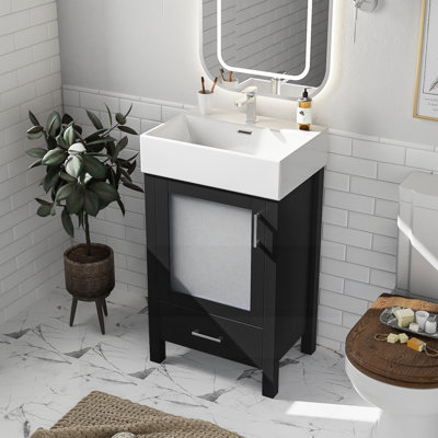 Meuble-lavabo de 20 pouces avec lavabo en céramique et beaucoup de rangement
