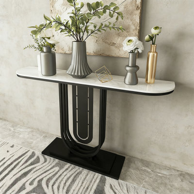 Luxe Marble Top Metal Console Table