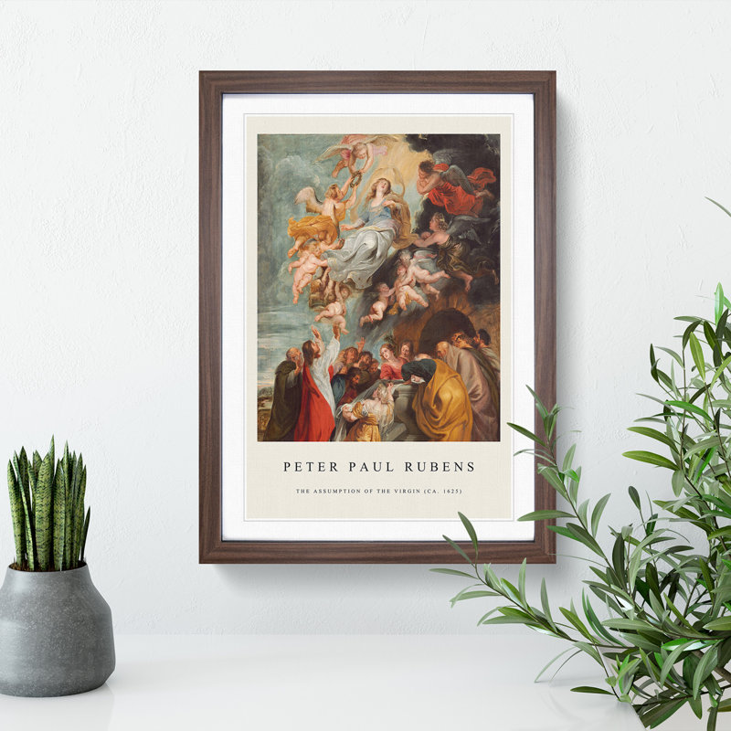 The Assumption of the Virgin by Peter Paul Rubens - Picture Frame Painting, 65cm H x 48cm W x 2cm D, Walnut Framed