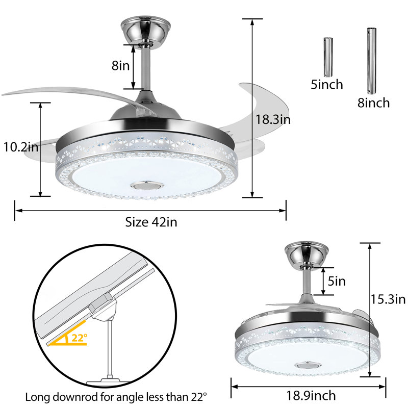 Lenzini 42'' Ceiling Fan with LED Lights