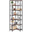 Bibliothèque d'angle à 7 niveaux, bibliothèque d'angle de 200 cm de haut avec structure métallique robuste et étagères en bois, étagère d'angle réversible en forme de L de style industriel pour chambre, salon, bureau