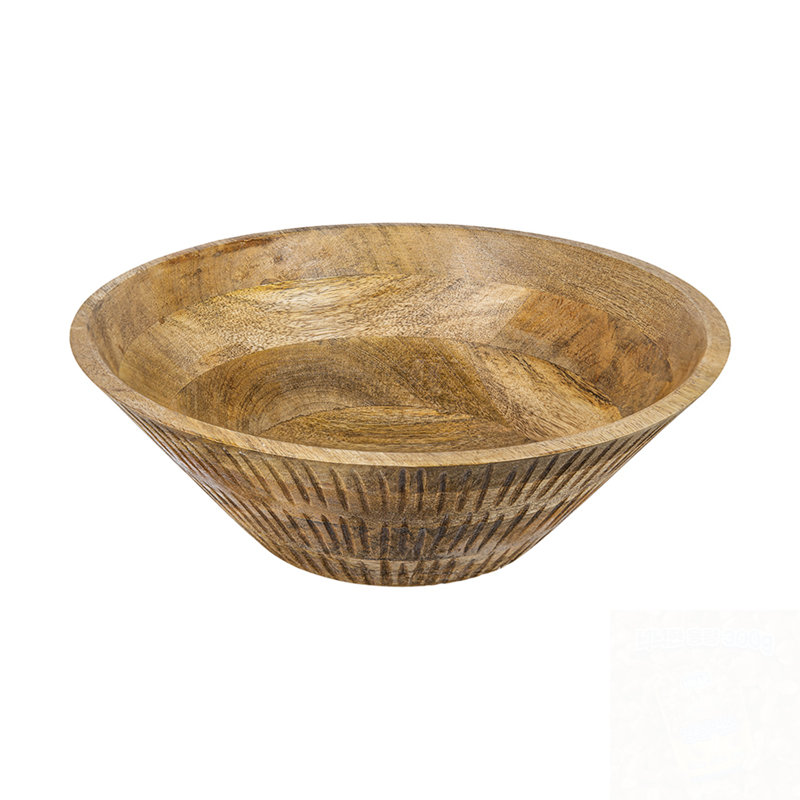 Bol décoratif rond en bois avec une base étroite unique