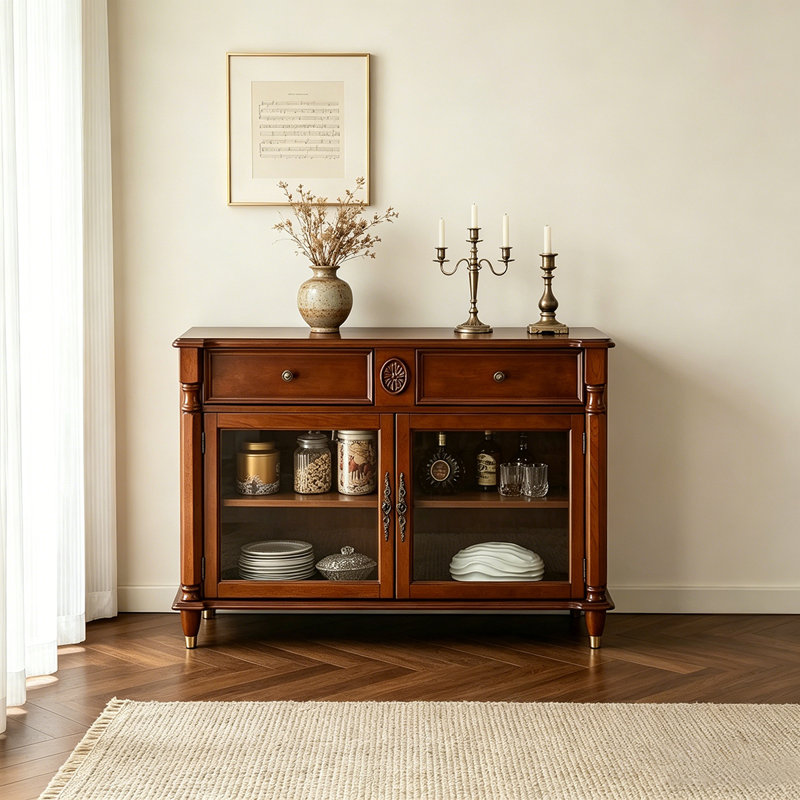 Buffet en bois massif brun noisette