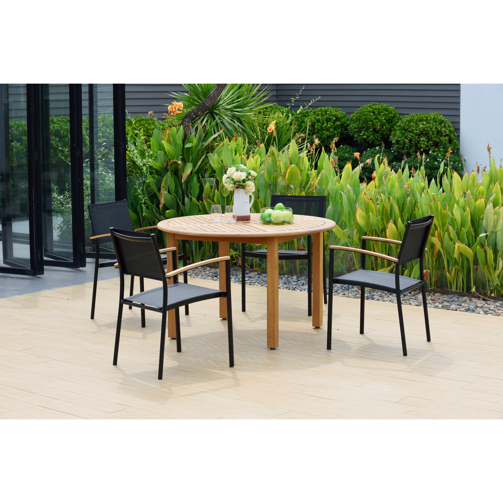 Alyisa 47'' Round 4-Person Outdoor Dining Set