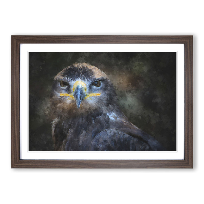 Golden Eagle Vol.1 - Picture Frame Painting, Walnut Framed, 36cm H x 48cm W x 2cm D