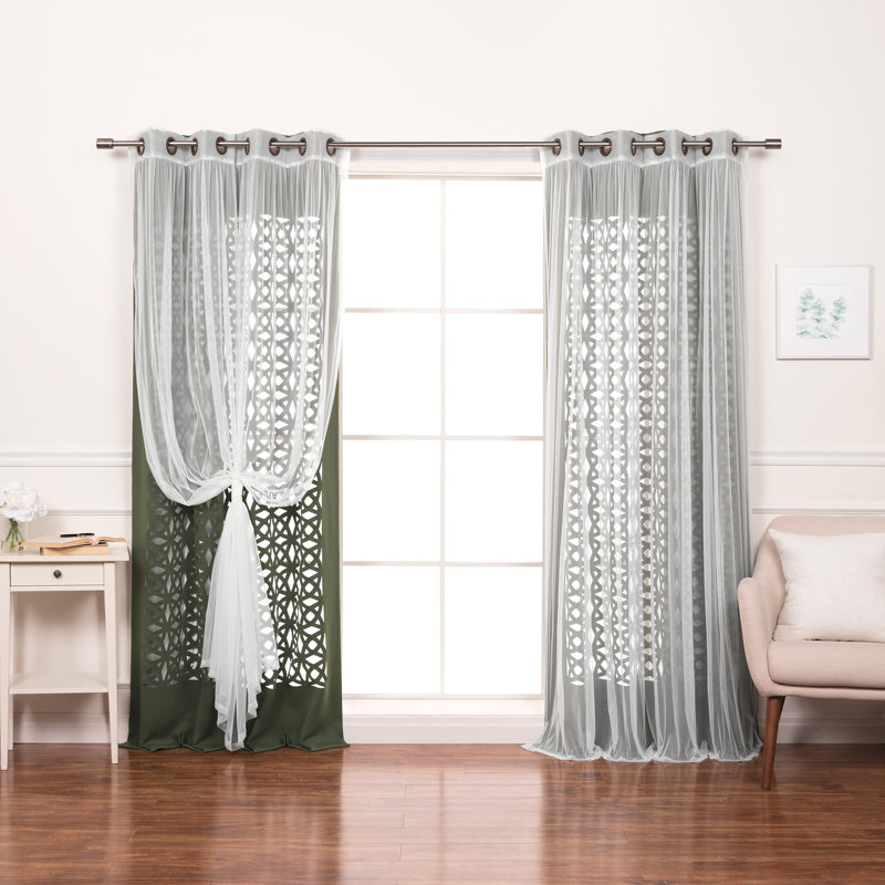 Polyester Trellis Laser Cut Out Curtains, Moss