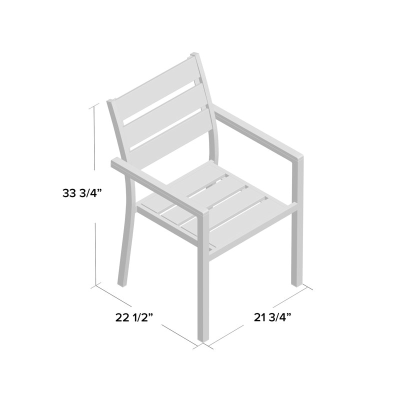 Adlan Metal Outdoor Stackable Dining Armchair, Sun Bleached Black