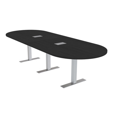 Table de conférence en forme de Rac Rac avec base en T en métal | Unité électrique