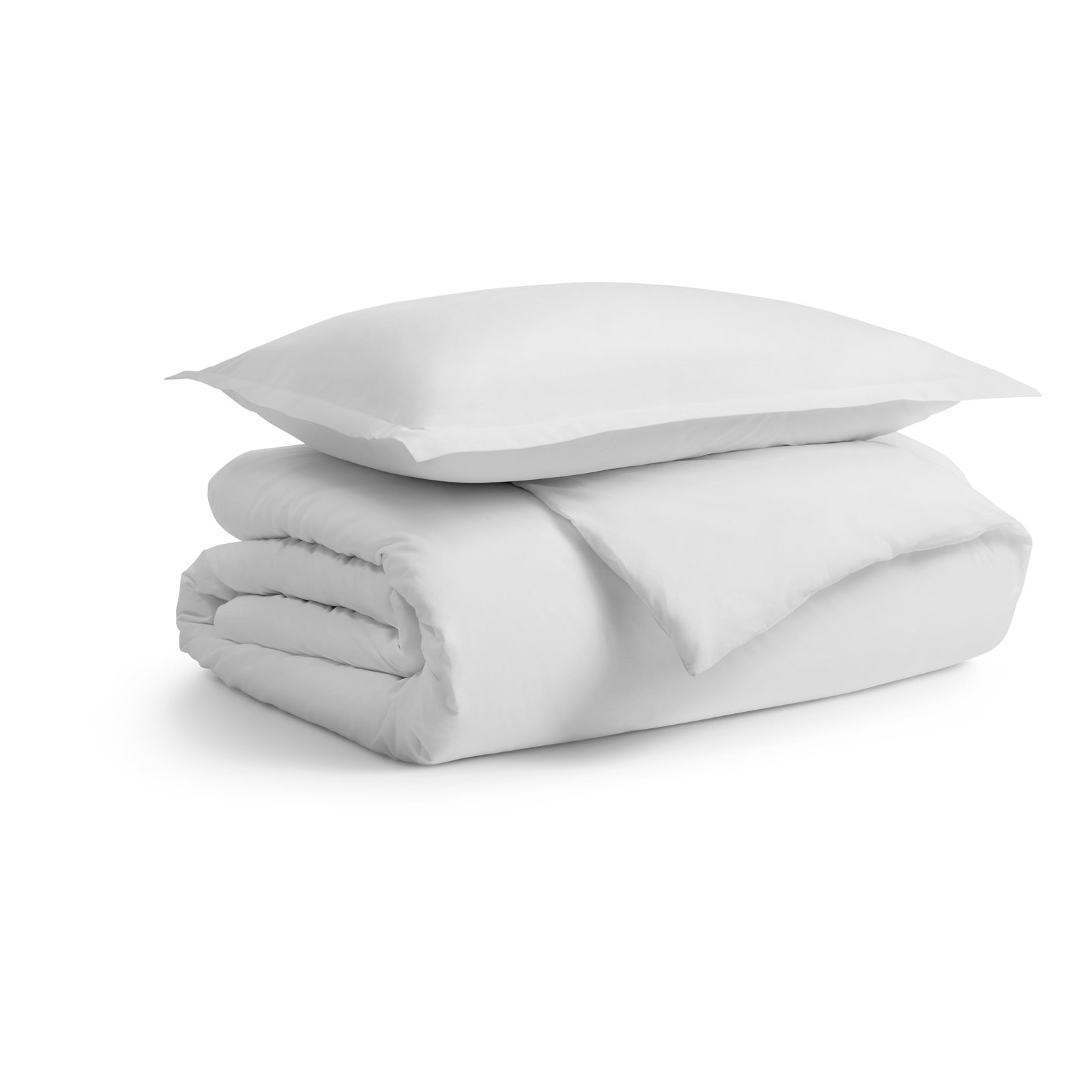 Egyptian Cotton Percale Duvet Cover Set, White, Twin Duvet Cover + 1 Twin Sham