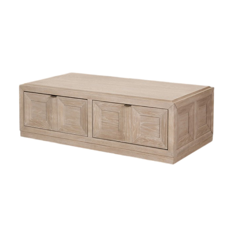 Table basse Kizie, tiroirs, roulettes, 54 po, Brun