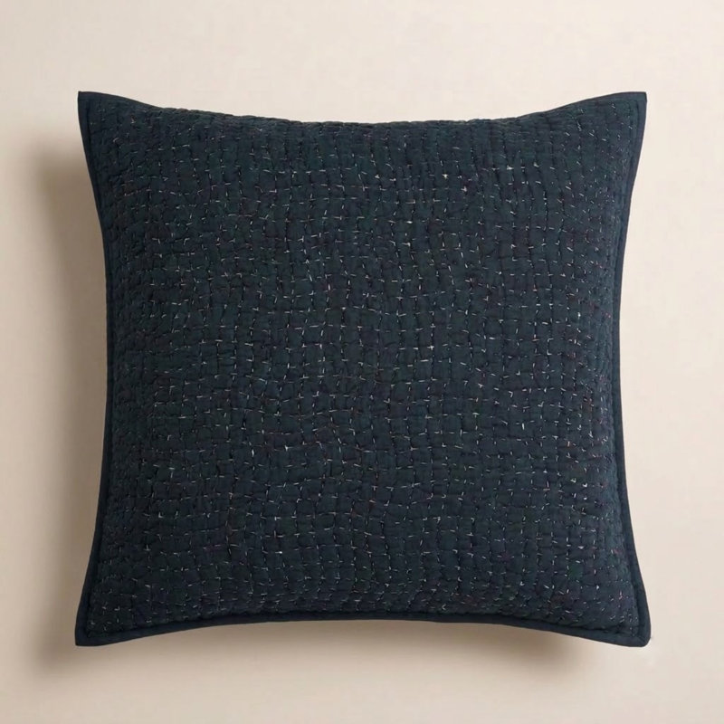 Pebbled Handstitched Organic Sham, Midnight Indigo