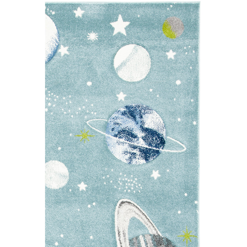 Higuera Teal/Ivory/Gray Area Rug, Square 5'3"
