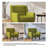 Jaqueze Upholstered Green Linen Blend Tufted Wide Back Armchair with Solid Wood Leg-1438928244