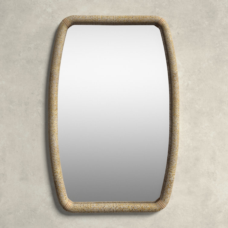 Mango Wood Rectangle Wall Mirror in Brown Color