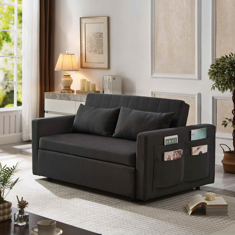 2 Seater Linen Sleeper, Black