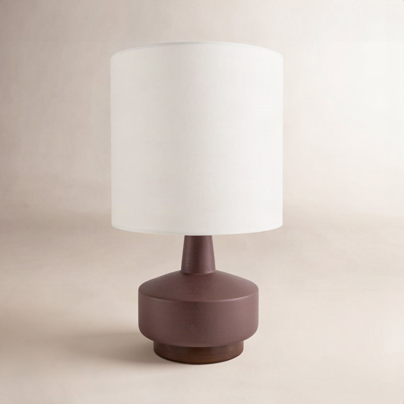 Minta Ceramic Table Lamp, Maroon, White