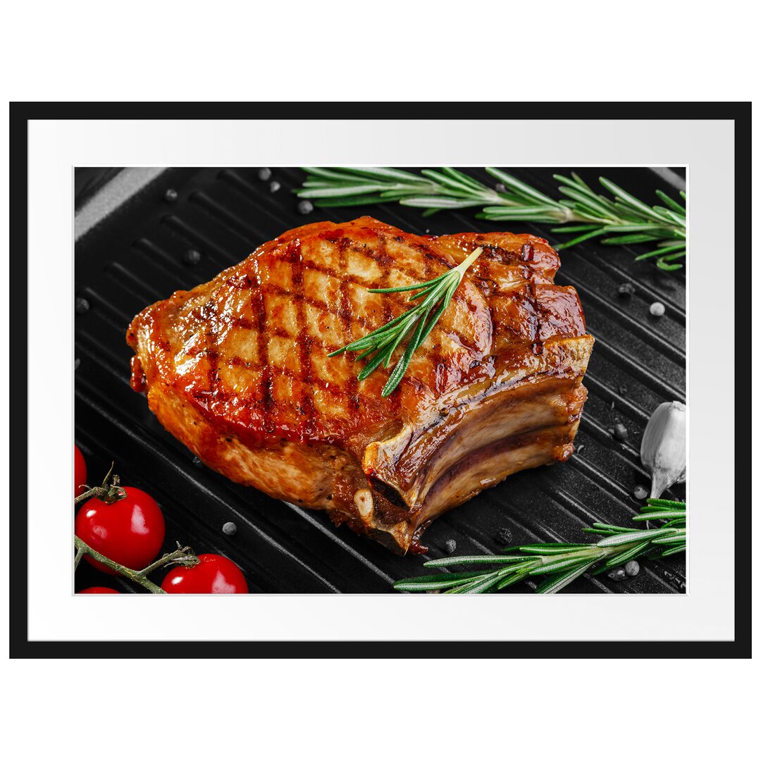 Gerahmtes Poster Rumpsteak auf Grill