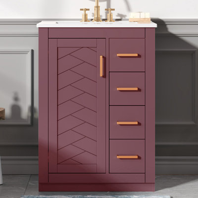 Freestanding 24" Bathroom Vanity With Ceramic Sink