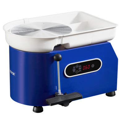 Roue de poterie, 450 W, machine à fabriquer les roues en argile de 11 po, vitesse réglable de 60 à 300 tr / min avec poignée et pédale, bassin amovible en ABS, ensemble d'accessoires pour bricolage pour adultes et débutants, bleu