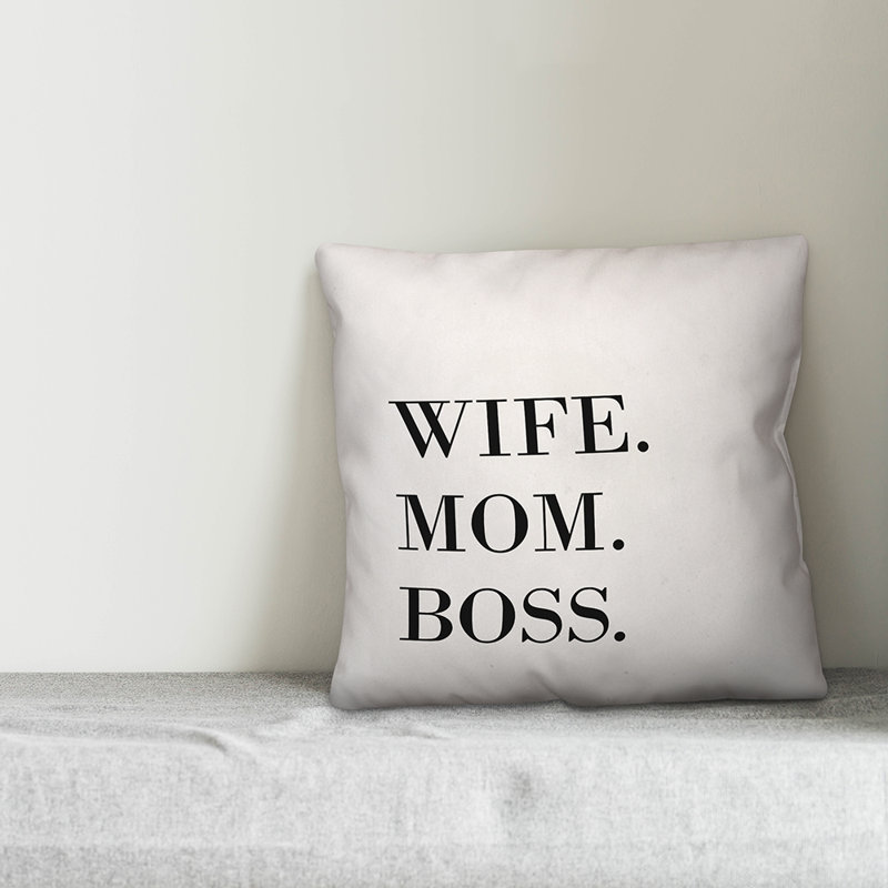  Coussin Wife Mom Boss, 16 po x 1 po, Polyester / Bourre en polyester