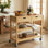 Chariot-bar moderne en bambou naturel avec roulettes verrouillables Hawthorne