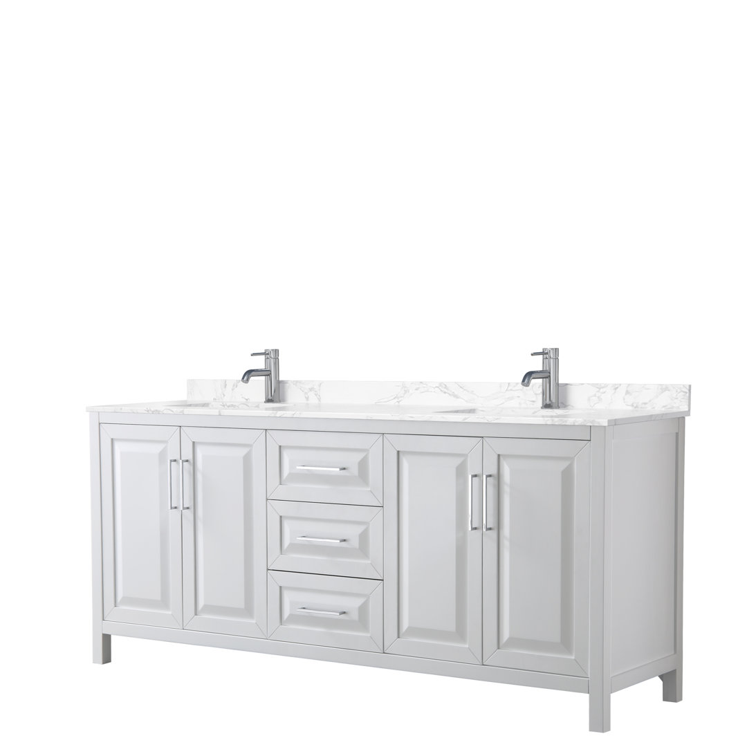 Daria 80'' Double Bathroom Vanity with Carrara Marble Top Wyndham Collection Base 