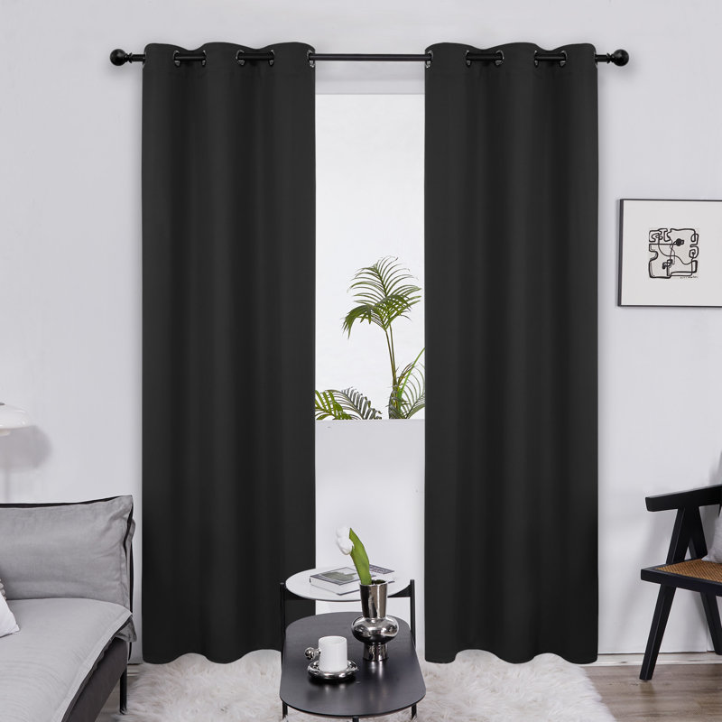 Frome Room Darkening Curtain Pair, Black, 38" W x 84" L