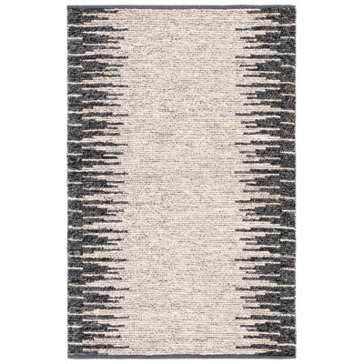 Shelanda Natural Fiber Hand Woven Jute/Wool Abstract Rug in Bleach/Black
