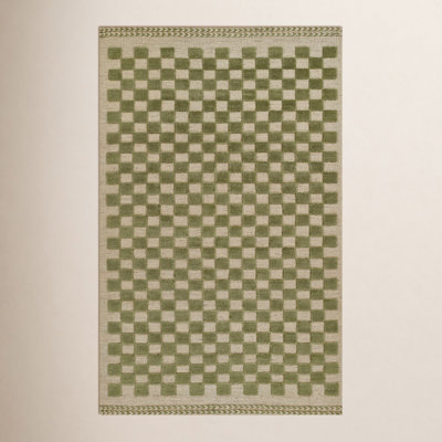 Rafaela Hand-Woven Checkered Wool Rug