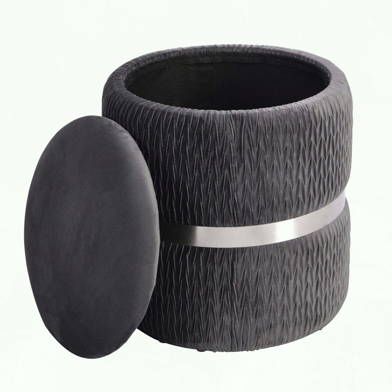 Repose-pieds rond moderne en velours avec rangement