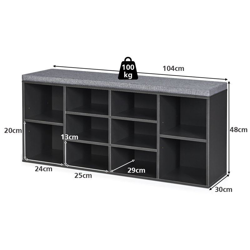 10 Pair Shoe Storage Bench
