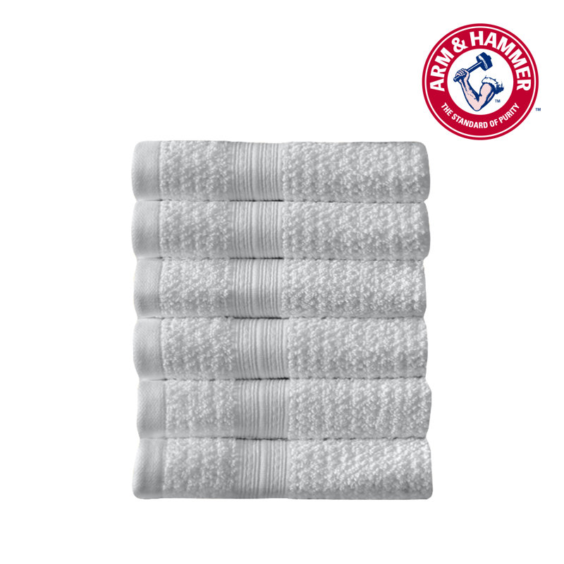 Arm & Hammer Quick Dry Bath Towel Set, Light Gray, Washcloths - 6 Pack