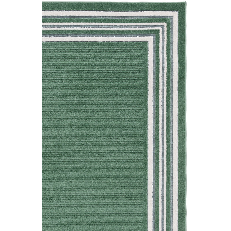 Brysin Striped Machine Woven Power Loom Polypropylene Area Rug in Ivory/Green, Rectangle 4' x 6'