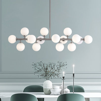 Jewellia 16-Light Metal Sputnik Chandelier with Glass Shades and Adjustable Height 