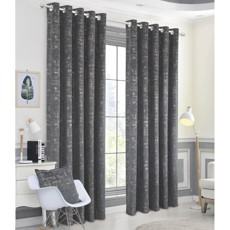 Conrada Room Darkening Curtain Pair, Heather, 165 W x 183 D cm